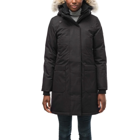 Merideth Nobis parka black XS with real fur, coyote from Canada,duck down filled - Picture 10 of 10